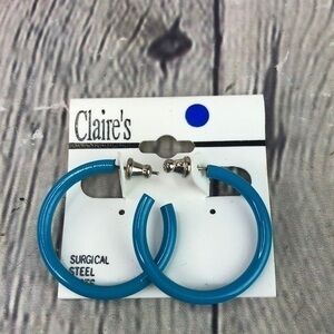 Claire’s blue thin acrylic hoops retro 80’ 90’s